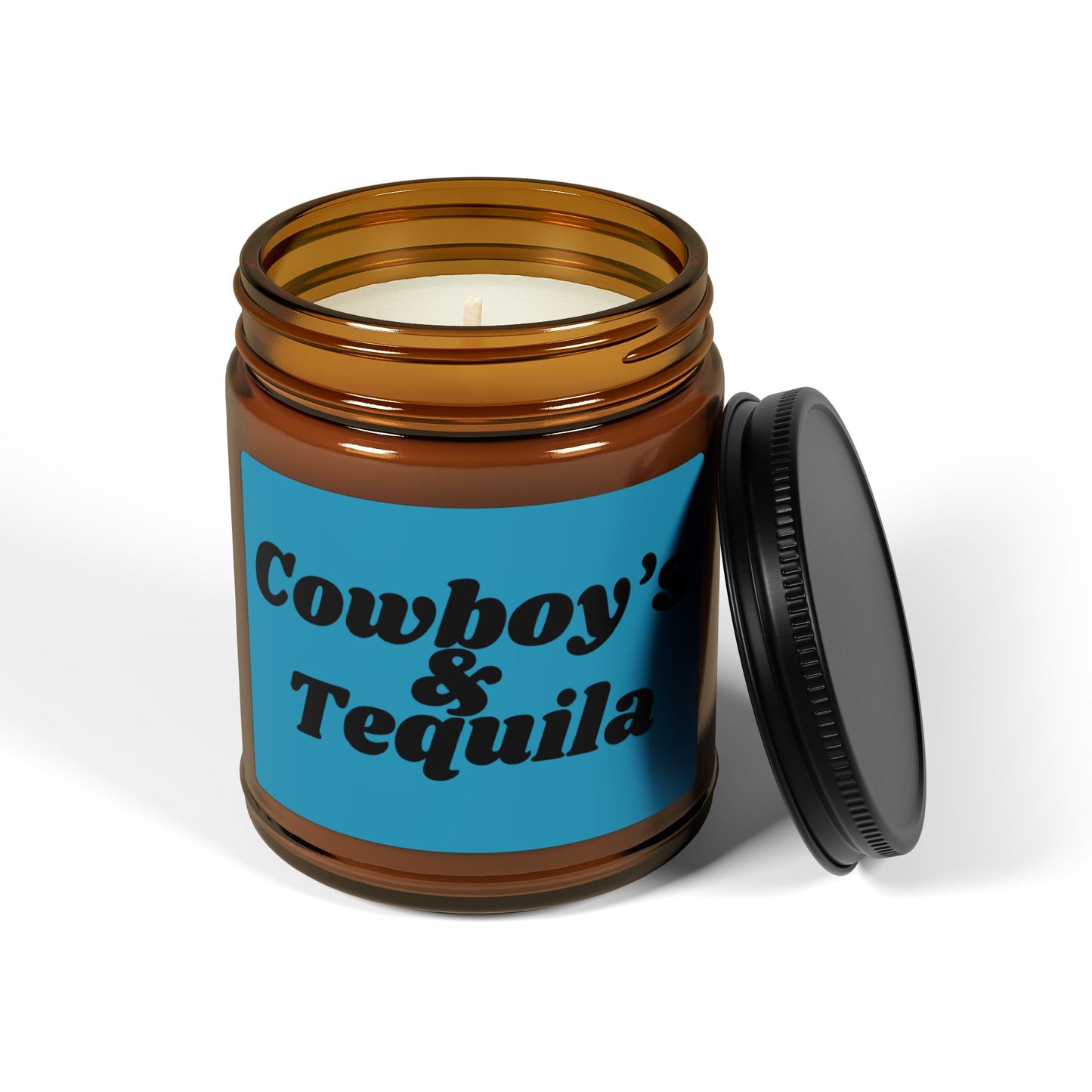 Candle - Cowboys and Tequila Scented Soy Candle (Multi-Size, Amber Jar)
