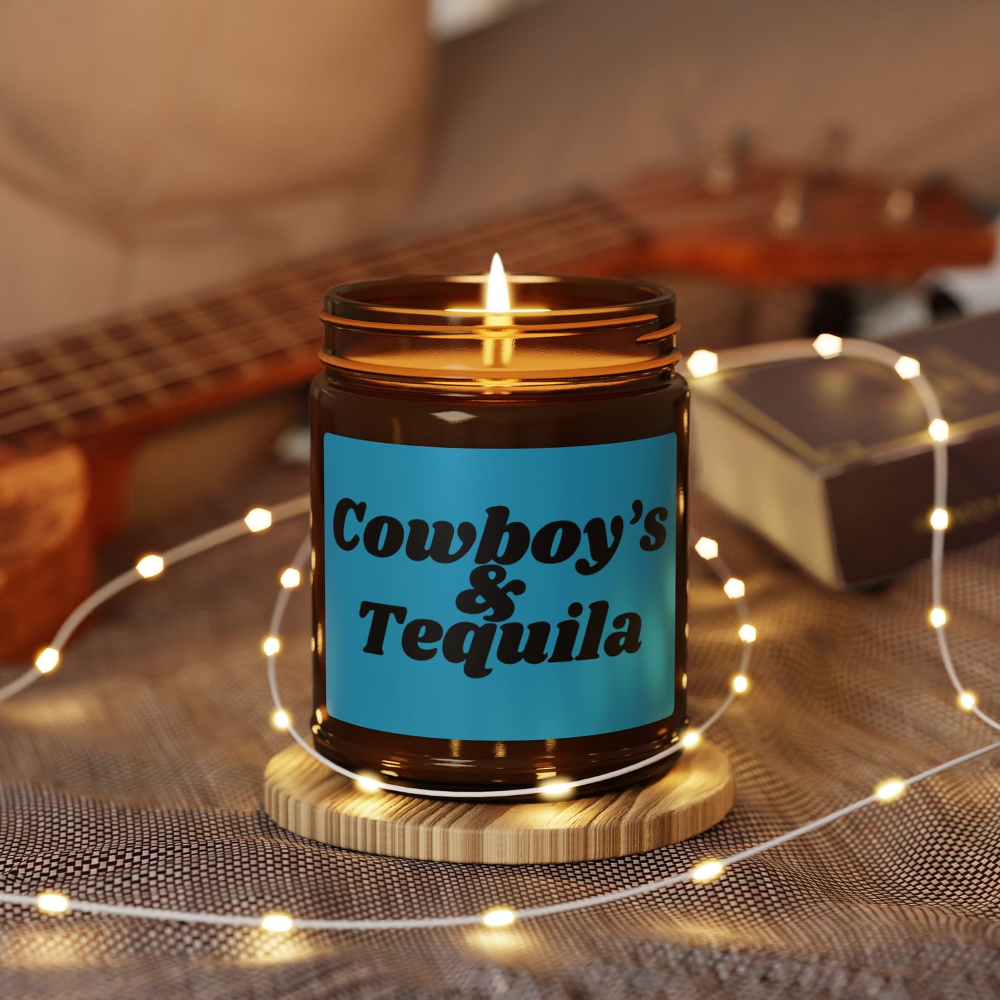 Candle - Cowboys and Tequila Scented Soy Candle (Multi-Size, Amber Jar)