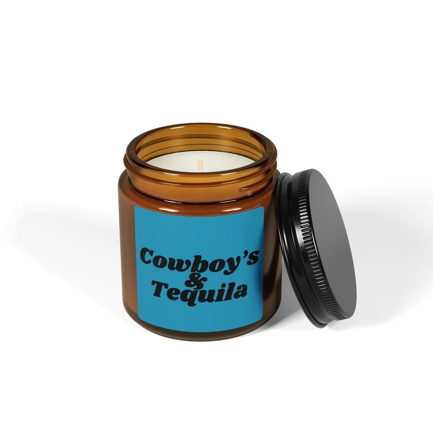 Candle - Cowboys and Tequila Scented Soy Candle (Multi-Size, Amber Jar)