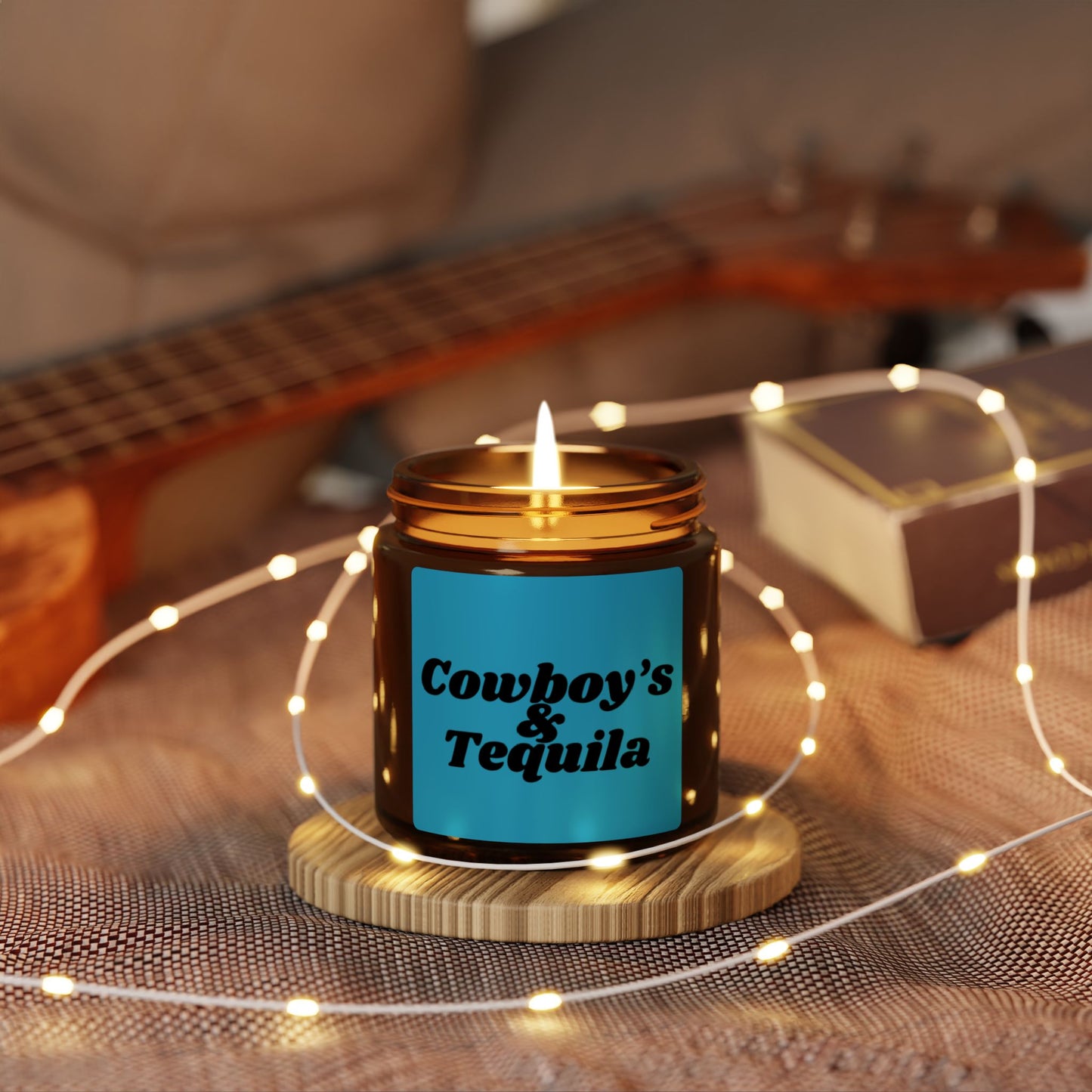 Candle - Cowboys and Tequila Scented Soy Candle (Multi-Size, Amber Jar)